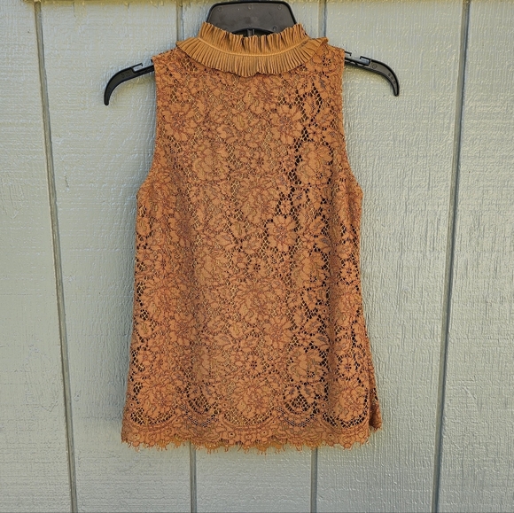 J. CREW Ruffle Neck Lace Sleeveless Top - Picture 2 of 6